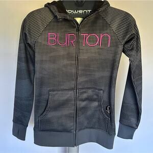 BURTON Cute Snowboarding Grey Black Pink Hoodie - Size XS EUC Winter Ski